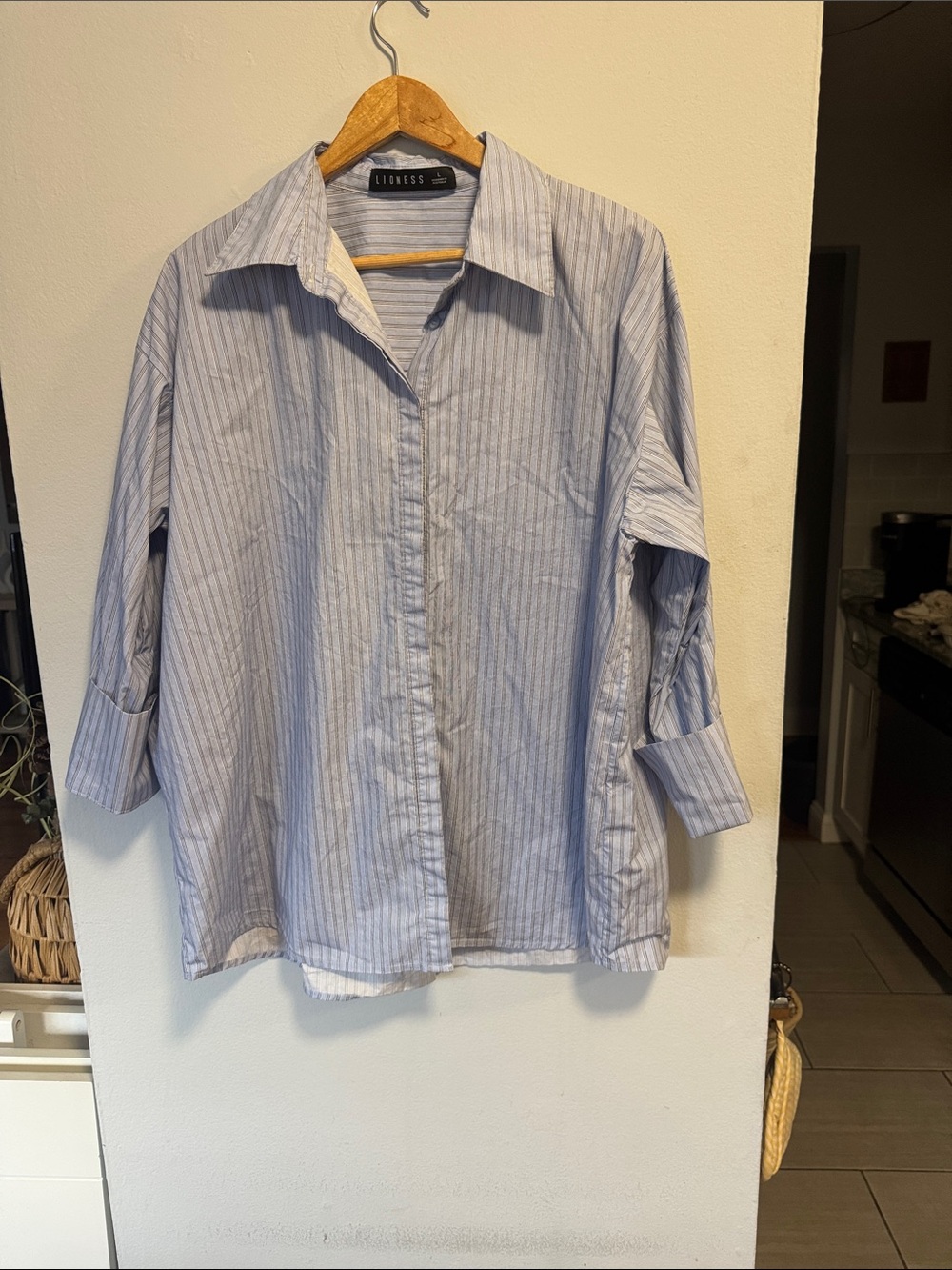 Lioness Light Blue Striped Button-Down Shirt